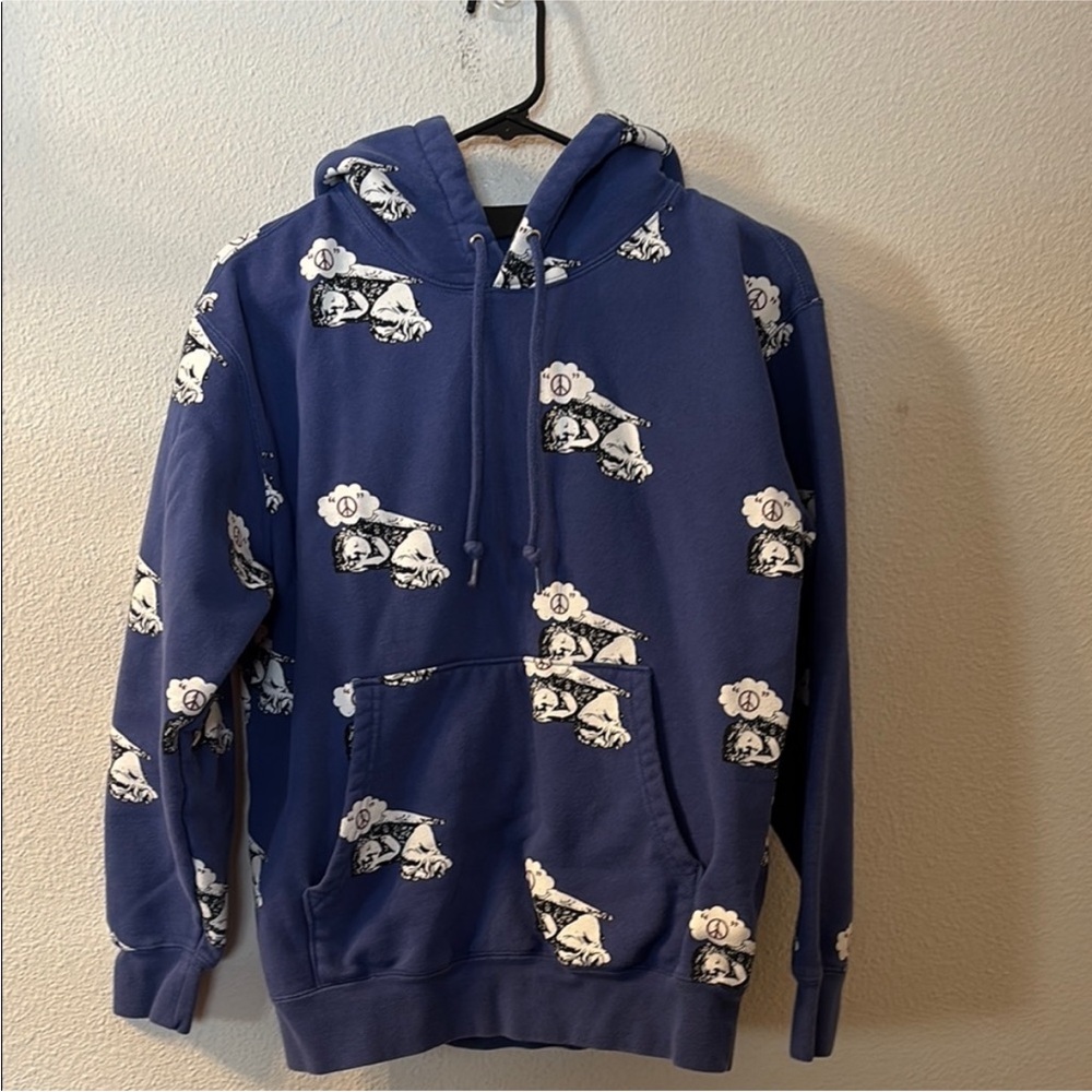 Obey Blue Hoodie with Cartoon Print